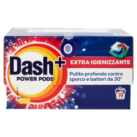Dash Power Pods Detersivo Lavatrice In Capsule, Azione Extra-Igienizzante, 19 Lavaggi 442,7 g